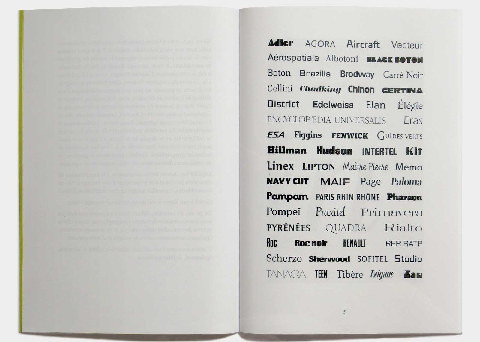 Page 5 — Sélection de 58 alphabets.